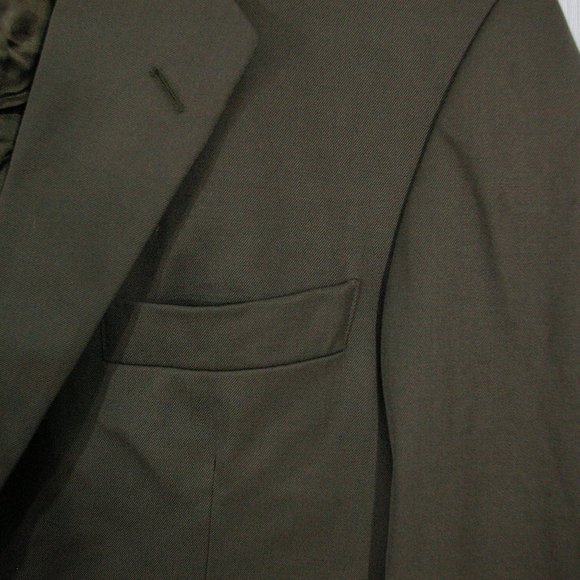 COPY - Vintage Gabardine Wool Blazer Jacket Mens 40S Two Button Green Gray Suit - Picture 3 of 11